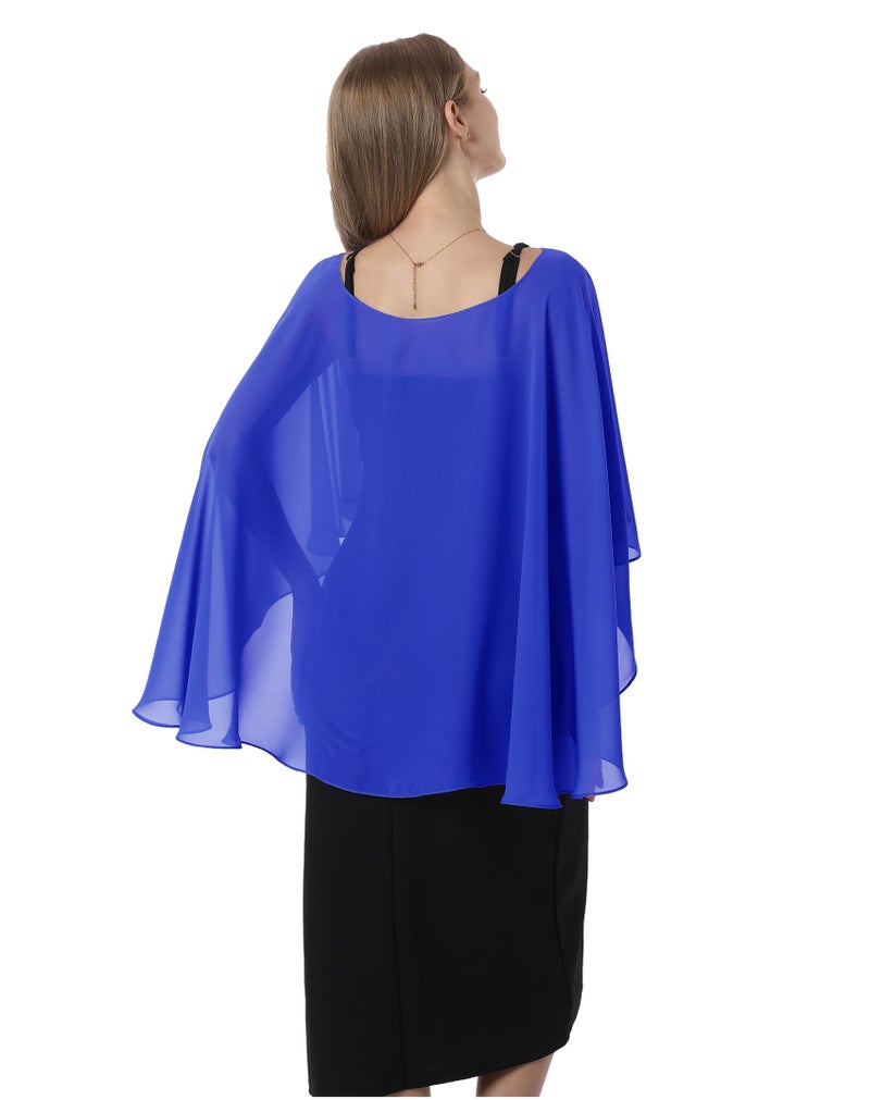 Hotshawl Capelets for women Chiffon Cape Shawls and Wraps for Evening Dress Wedding Capes Cover Up (Royal Blue) - Image 5